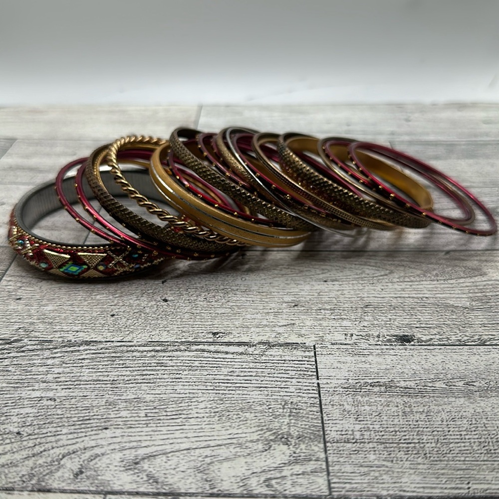 Fancy glittery red and gold Indian stackable bracelets
